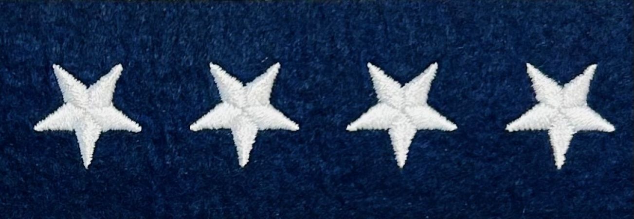 STAR HASH MARKS - 5/8" - WHITE on NAVY FELT - SEW ON.